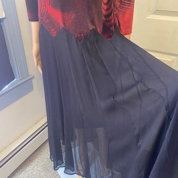 Vintage 90s Pyramid Collection Velvet Maxi Dress Goth Boho Witchy Renaissance S - Picture 8 of 11